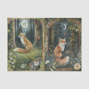 Pretty Pair of Foxes in the Forest Moonlight Tissue Paper
