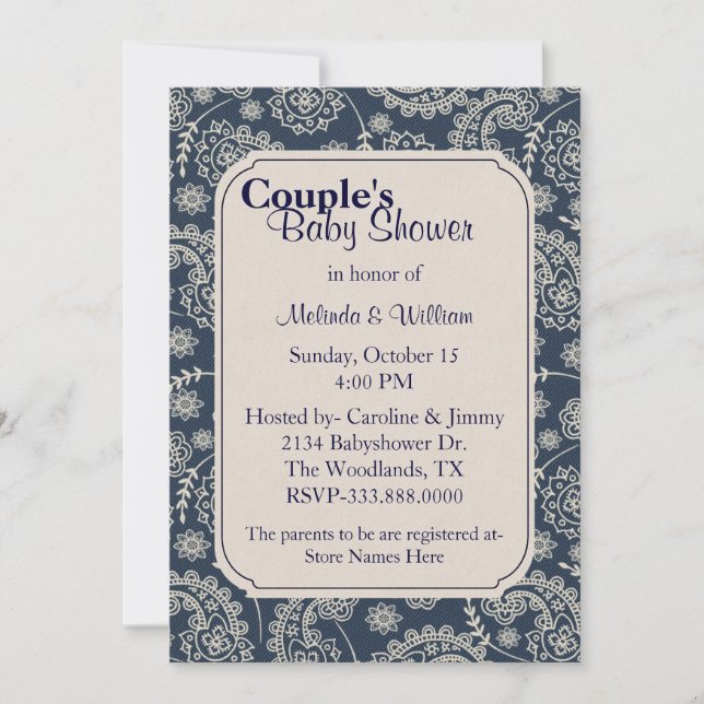 Pretty Paisley Couple's Baby Shower Invitation (Front)