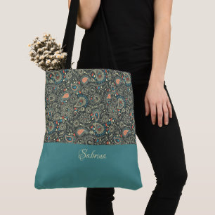 Pretty Paisley Monogrammed Tote Bag