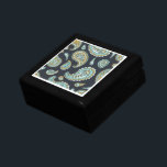 Pretty Paisley Pattern Keepsake Jewellery Gift Box<br><div class="desc">A pretty blue and navy paisley pattern keepsake or jewellery box gift for her. Lacquered wood box with a decorative ceramic lid.</div>