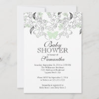Pretty Pale Green Butterfly Neutral Baby Shower