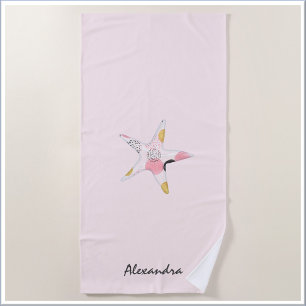 Pretty Pale Pink Abstract Starfish Beach Towel