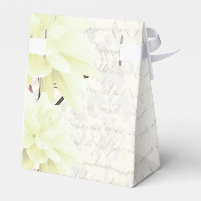 Pretty pale yellow floral flower blossom wedding favor box (Back Side)