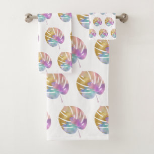 PRETTY PALM LEAF  BATHROOM TOWEL SET 