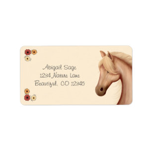 Pretty Palomino and Flowers Horse Address Labels