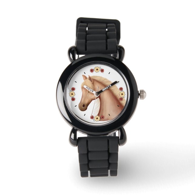 Pretty Palomino Horse Watch with Glitter Strap (Front)
