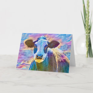 Pretty Panda Cow Colourful Art Note Card