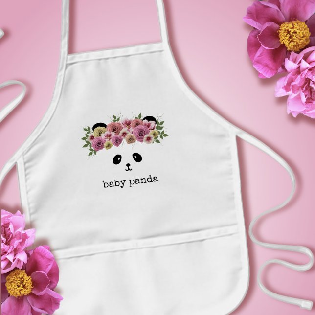 Pretty Panda Girl Cute Personalized Kids Apron (Creator Uploaded)