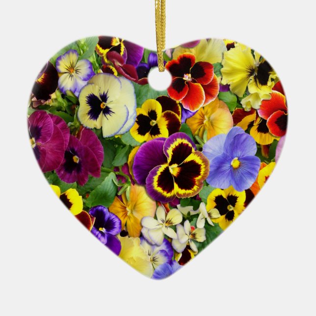 Pretty Pansies Ceramic Ornament (Front)