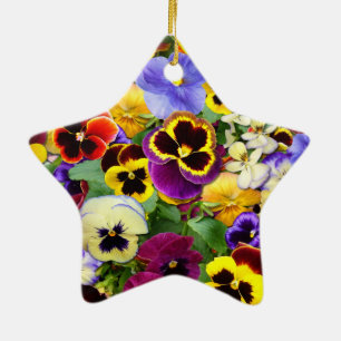 Pretty Pansies Ceramic Ornament