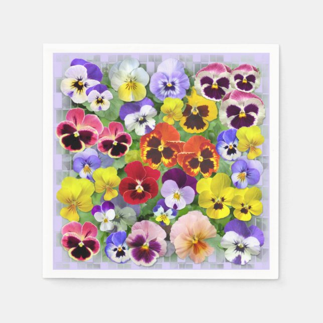 Pretty Pansies Custom Background Colour Napkin (Front)
