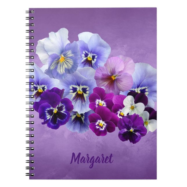 Pretty Pansies Personalized Floral Notebook (Front)