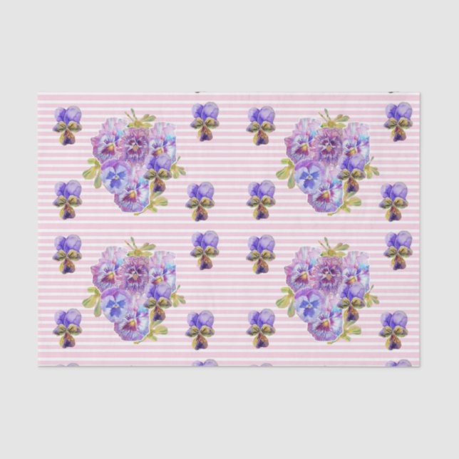 Pretty Pansy Flower Floral Pastel Pink Pattern Tissue Paper (Front)