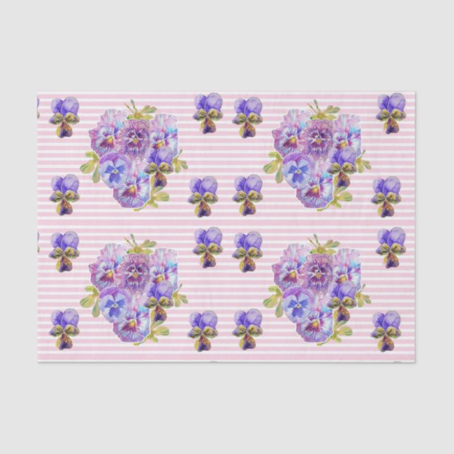 Pretty Pansy Flower Floral Pastel Pink Pattern Tissue Paper (Front)