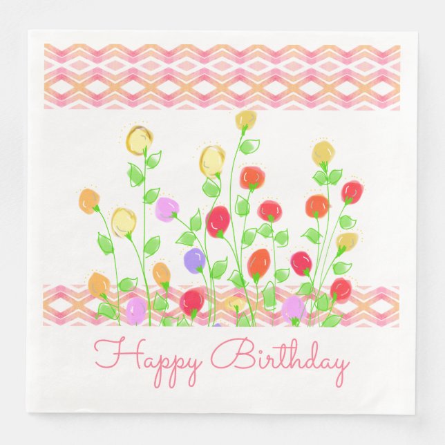 Pretty Paper Birthday Dinner Napkin (Front)