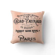 Pretty Paris French Antique Art Pillow Cacao