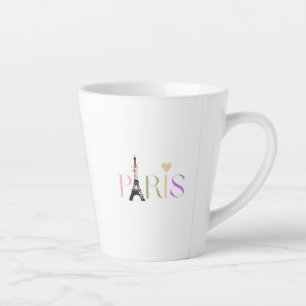 Pretty Paris Text & Eiffel Tower Latte Coffee Mug