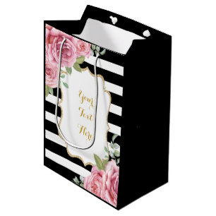 Pretty Paris Watercolor Pink Roses Party Favour Medium Gift Bag