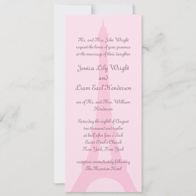 Pretty Paris Wedding Invitation (Front)