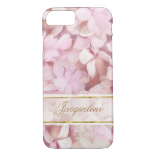 Pretty Parisian Style Blush Pink Hydrangea Glitter Case-Mate iPhone Case
