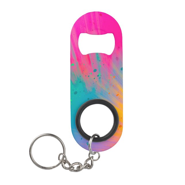 Pretty Pastel Abstracts Coloured Keychain Bottle Opener (Front)
