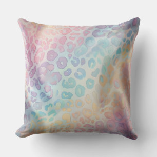 Pretty Pastel Accents   Rainbow Leopard Print Throw Pillow