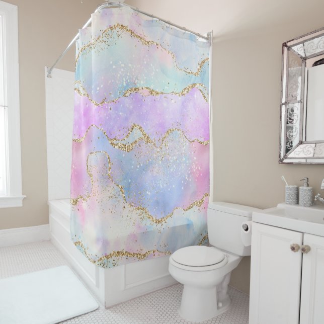 Pretty Pastel Agate | Gold Glitter Vein Watercolor (In Situ)
