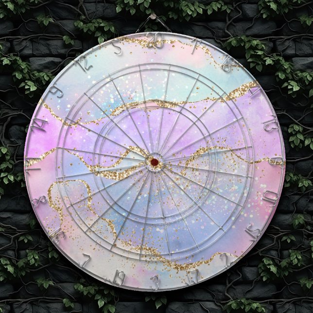 Pretty Pastel Agate | Gold Glitter Vein Watercolor Dartboard (Creator Uploaded)