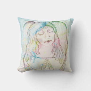 Pretty Pastel Angel at Prayer Throw Pillow