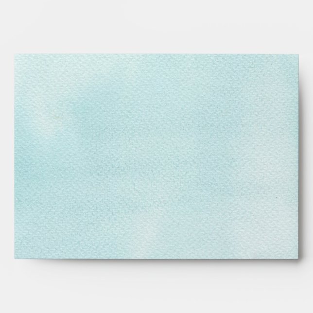 Pretty Pastel Aqua Watercolor Style Envelope (Front)