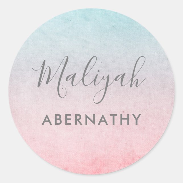 Pretty Pastel Aquarelle Nom de l'école Étiquette C (Devant)