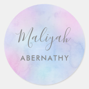 Pretty Pastel Aquarelle Nom de l'école Étiquette p