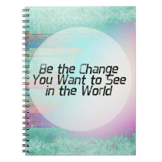 Pretty Pastel Be the Change Inspirational Quote Notebook