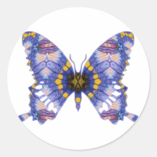 Pretty Pastel Blue Kaleidoscope Butterfly Classic Round Sticker