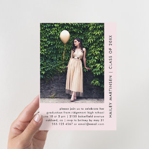 Pretty Pastel Blush Two Photo Graduation Party Invitation