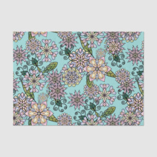 Pretty Pastel Boho Blossoms & Curlicues Pattern Tissue Paper