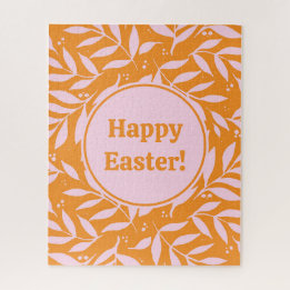 Pretty pastel branches - orange and pink Easter Jigsaw Puzzle