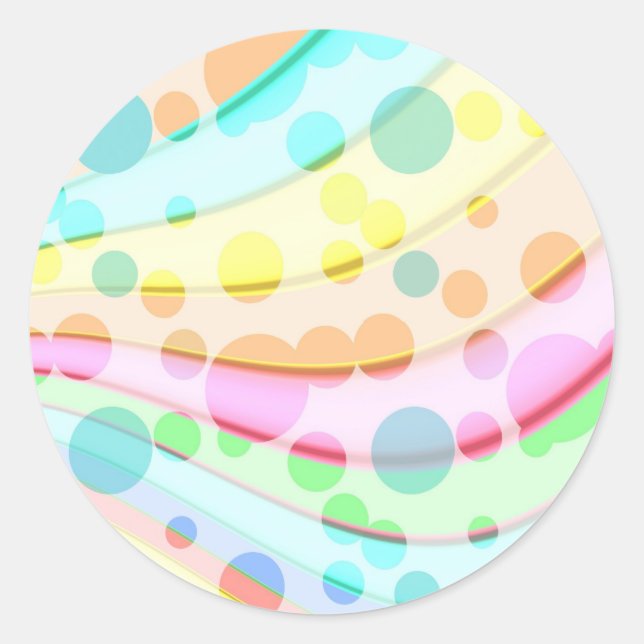 Pretty Pastel Bubbles Classic Round Sticker (Front)