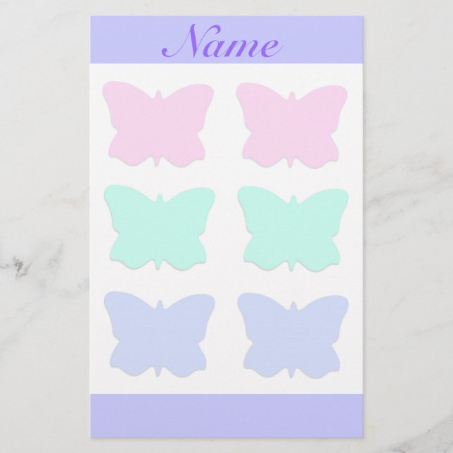 Pretty Pastel Butterflies Custom Stationery (Front)