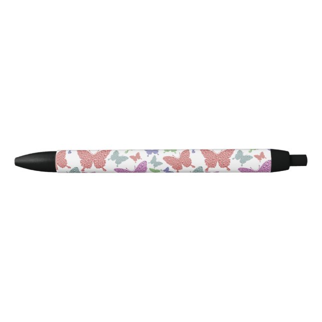 Pretty pastel butterflies on white black ink pen (Front)