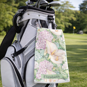 Pretty Pastel Calla Lily Personalized Golf Towel