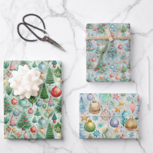 Pretty Pastel Christmas Wrapping Paper Sheet