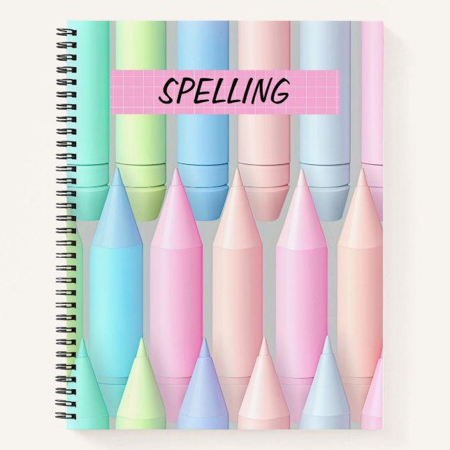 PRETTY PASTEL COLORED CRAYONS NOTEBOOK (Front)