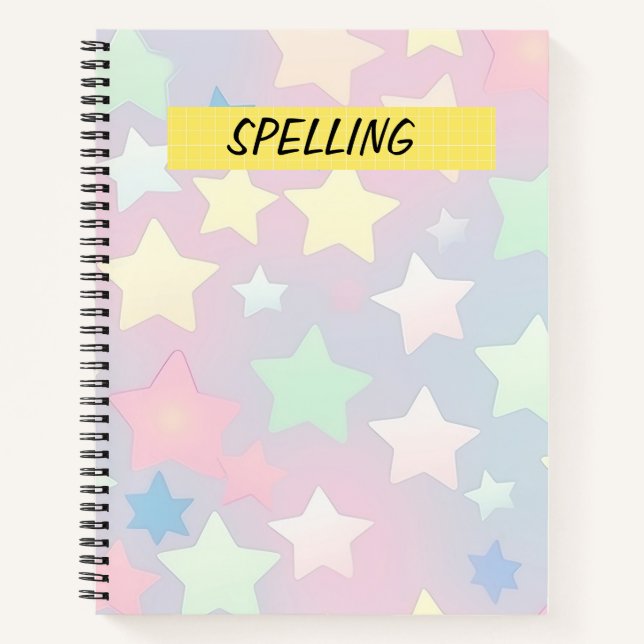 PRETTY PASTEL COLORED STARS NOTEBOOK (Front)