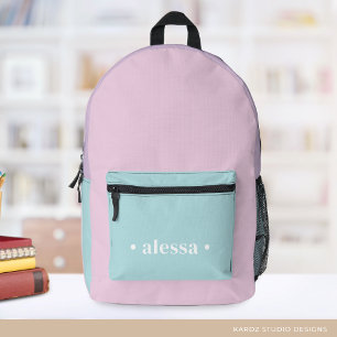 Pretty Pastel Colour Personalized Girls School Printed Backpack