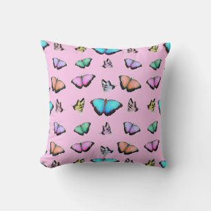 Pretty Pastel Coloured Butterflies Throw Pillow