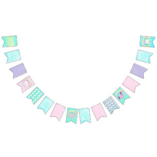Pretty Pastel Coloured Unicorn Birthday Flag