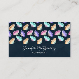 Pretty Pastel Colours Watercolor Butterfly Pattern Business Card