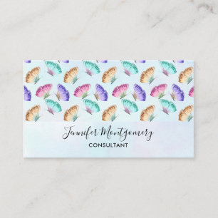 Pretty Pastel Colours Watercolor Butterfly Pattern Business Card