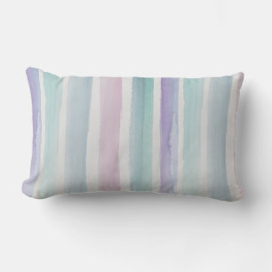 pretty pastel colours watercolor stripes lumbar pillow